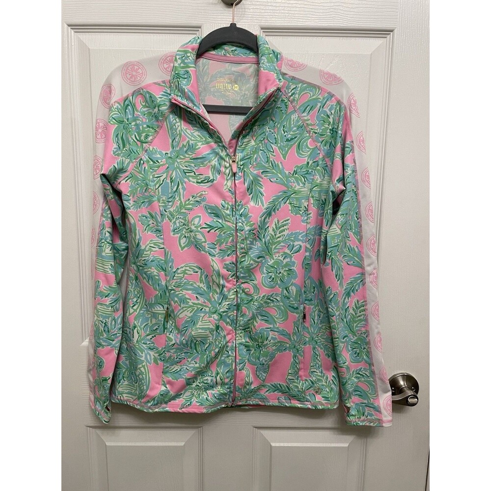 Lilly Pulitzer Women’s M Luxletic Jacket Zip Up Mandevilla Baby Pink Sand